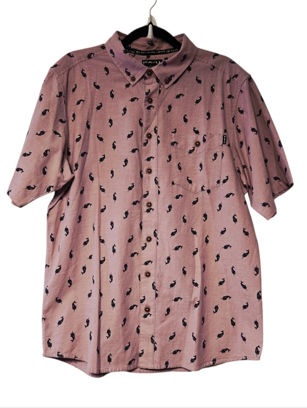 Kavu Men's Klear Short Sleeve Button Up Shirt Size L Mauve Color